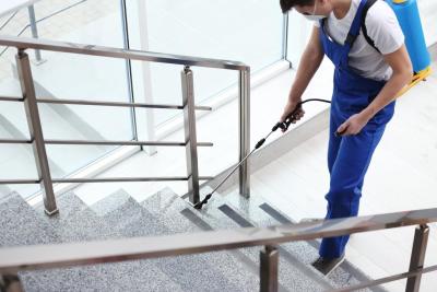 cleaning stairs