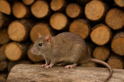 Rat in log pile